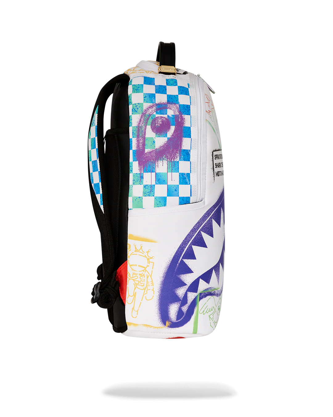 SPRAYGROUND SHARK CENTRAL STENCILS- WHITE DLXSV BACKPACK