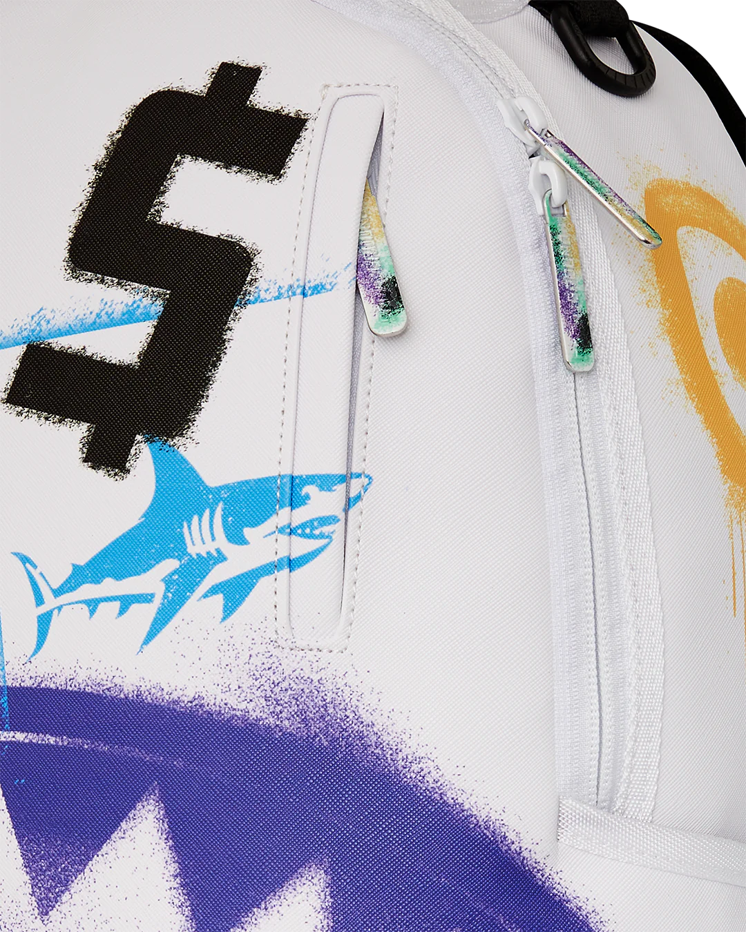 SPRAYGROUND SHARK CENTRAL STENCILS- WHITE DLXSV BACKPACK