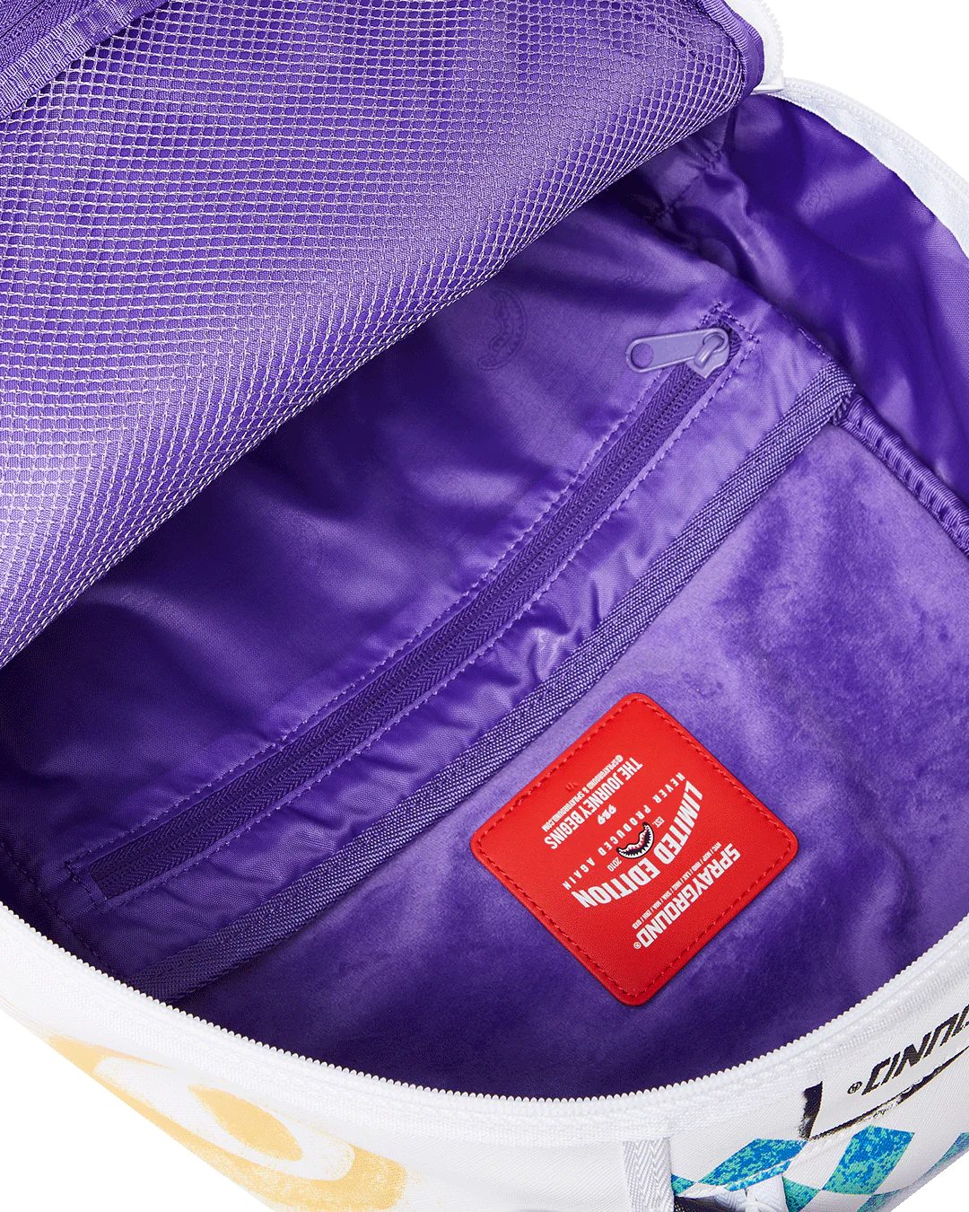 SPRAYGROUND SHARK CENTRAL STENCILS- WHITE DLXSV BACKPACK