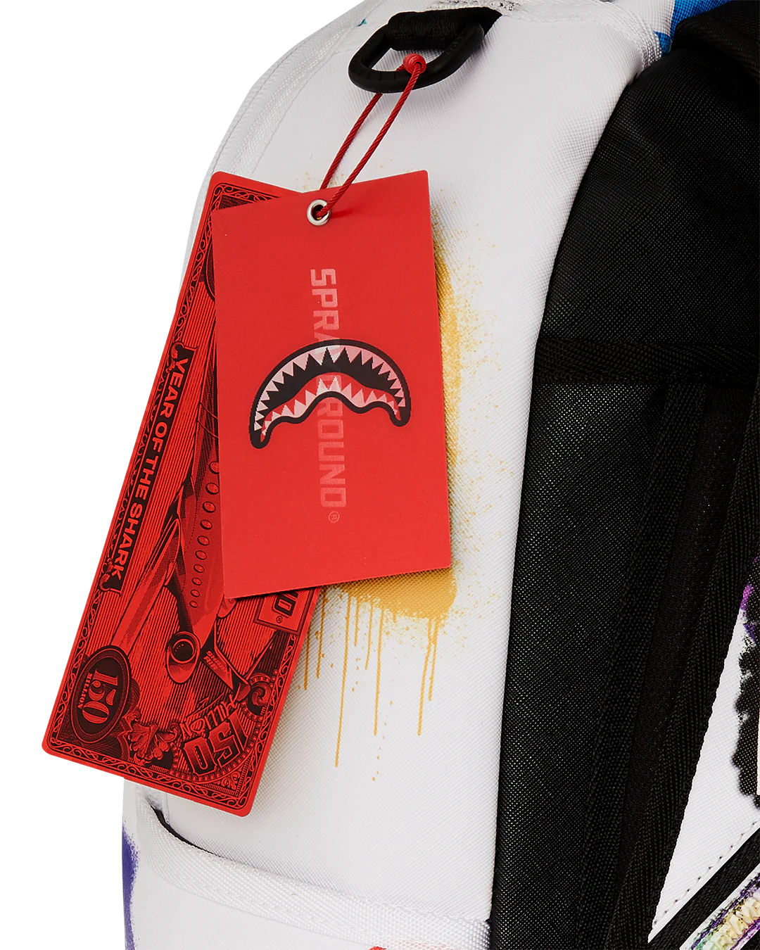 SPRAYGROUND SHARK CENTRAL STENCILS- WHITE DLXSV BACKPACK