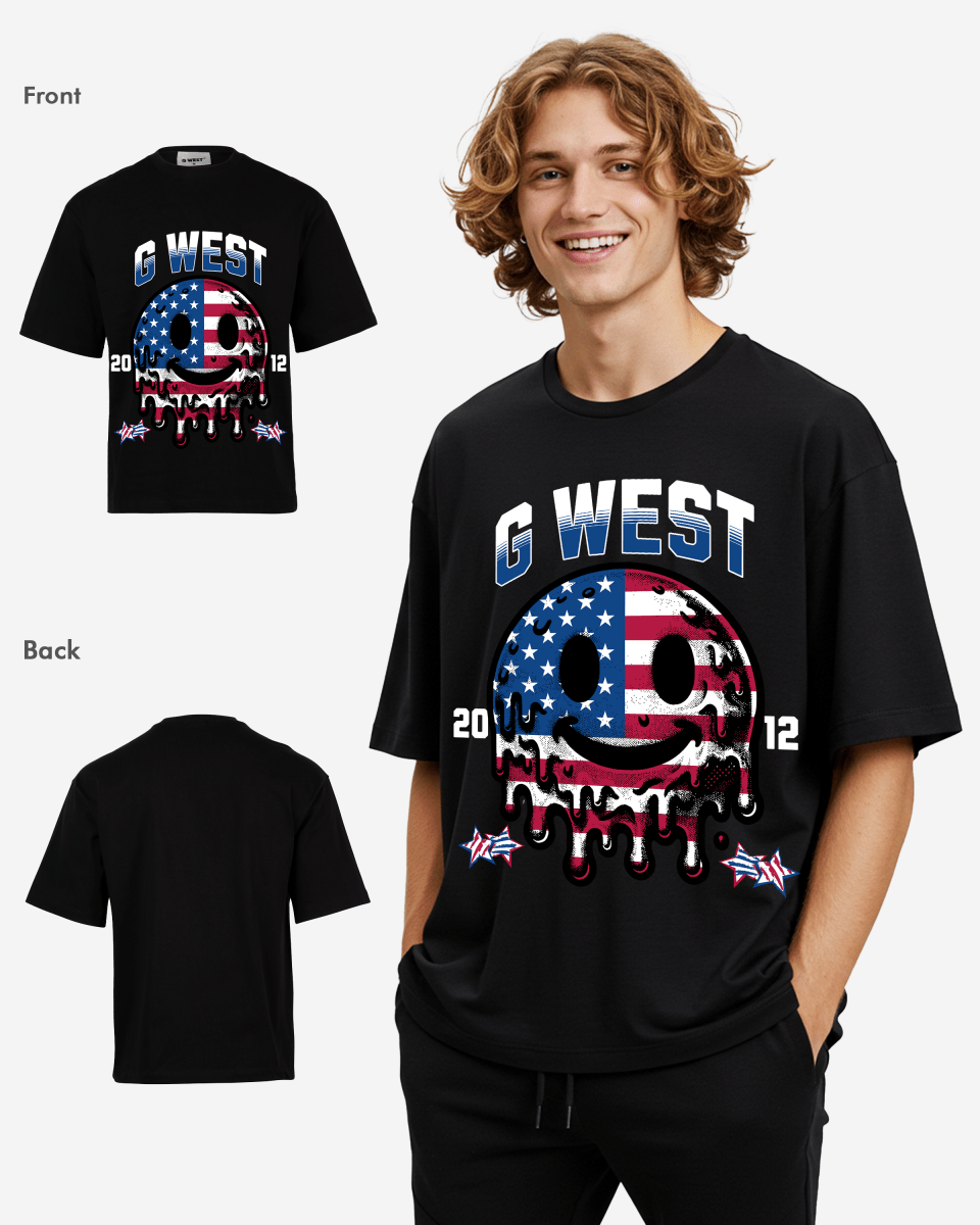 G WEST AMERICAN FLAG Oversized TEE