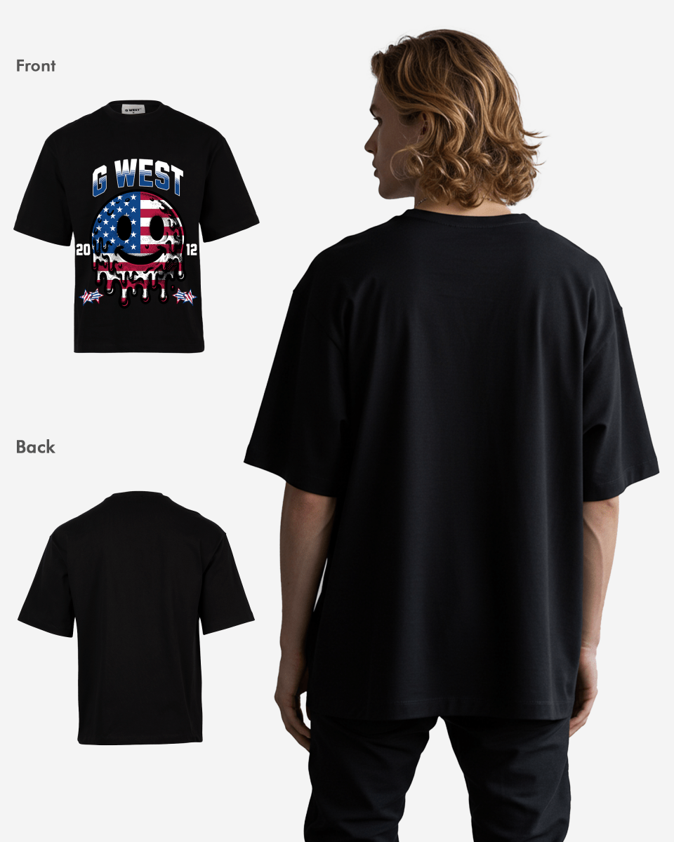 G WEST AMERICAN FLAG Oversized TEE