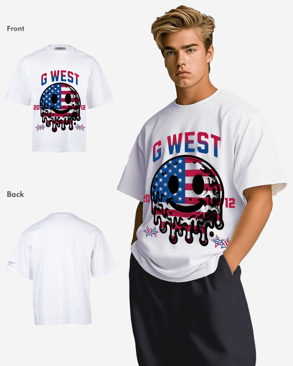 G WEST AMERICAN FLAG Oversized TEE