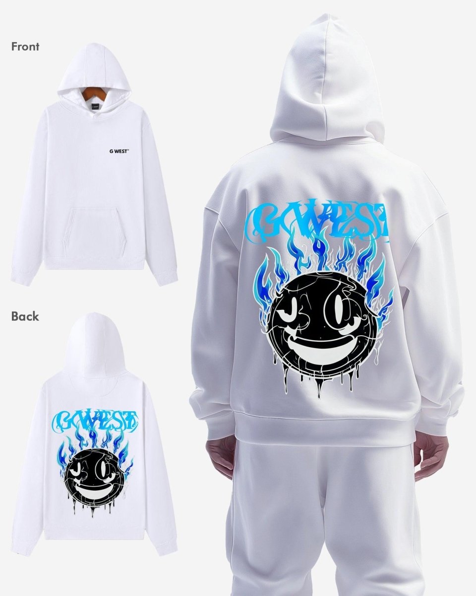 G West Aqua Smile Oversize Hoodie Mens
