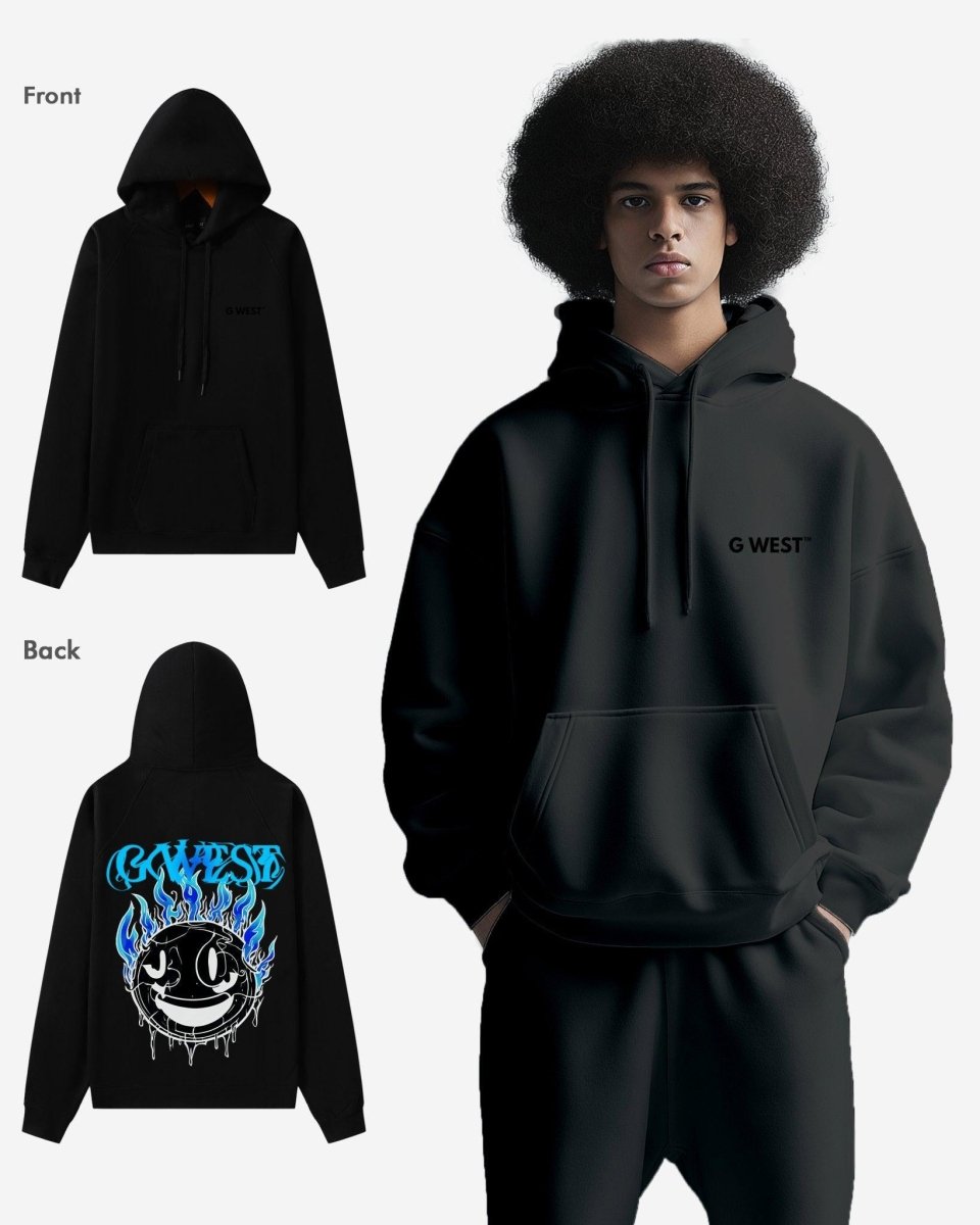 G West Aqua Smile Oversize Hoodie Mens