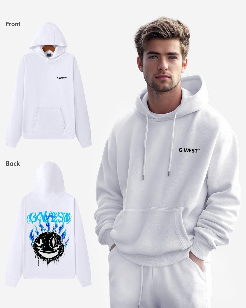 G West Aqua Smile Oversize Hoodie Mens