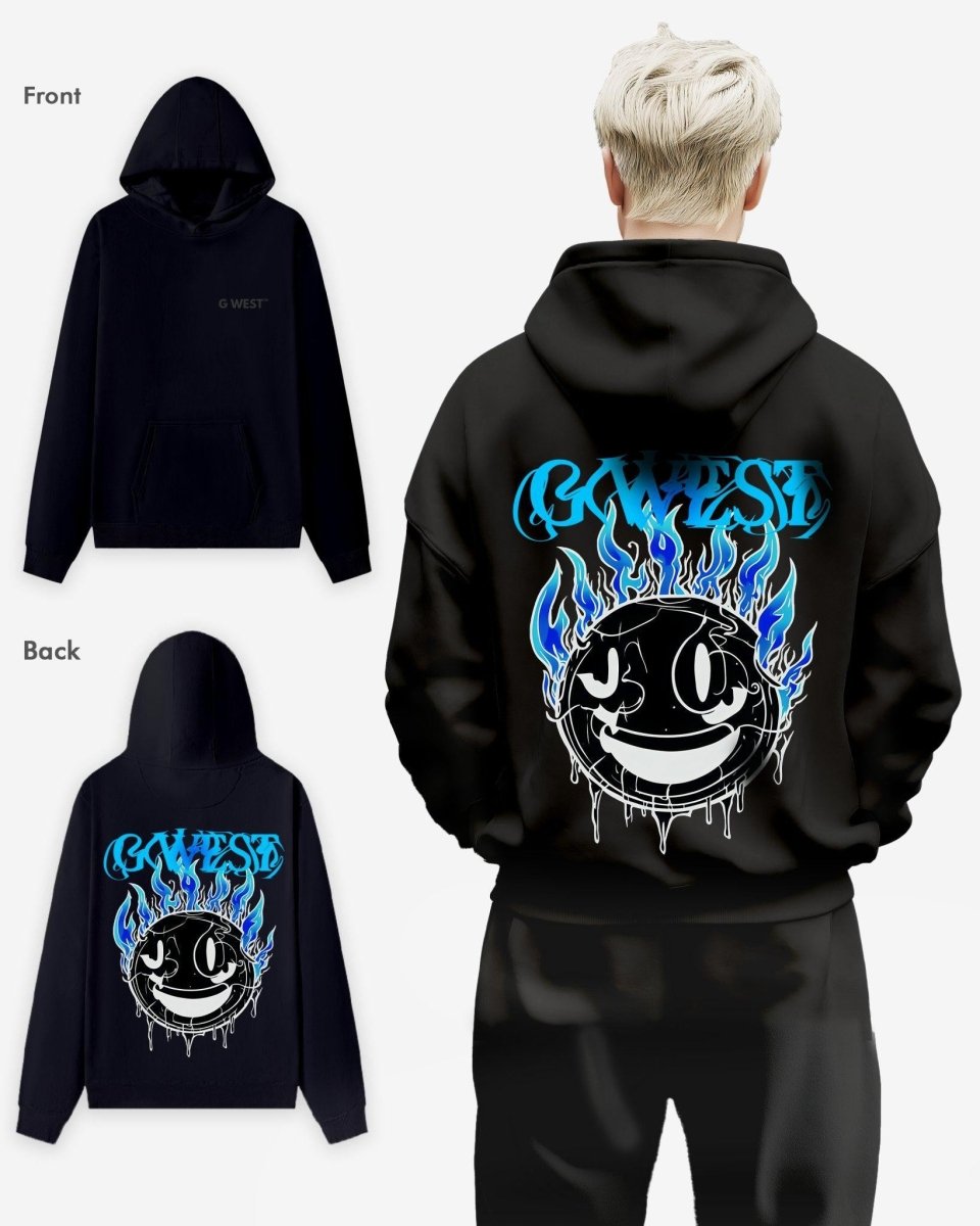 G West Aqua Smile Oversize Hoodie Mens