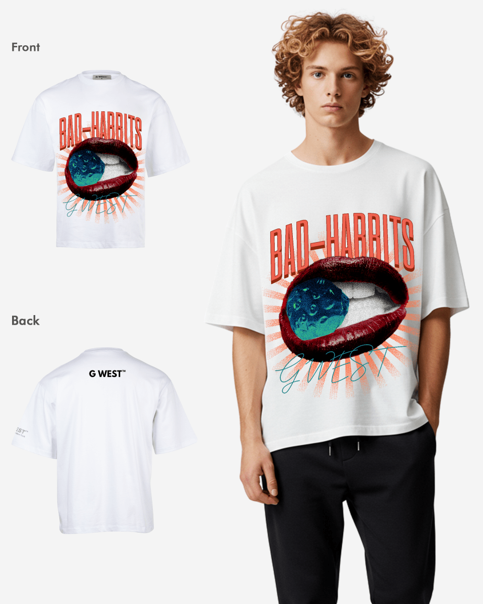 G-WEST BAD HABBITS OVERSIZED TEE