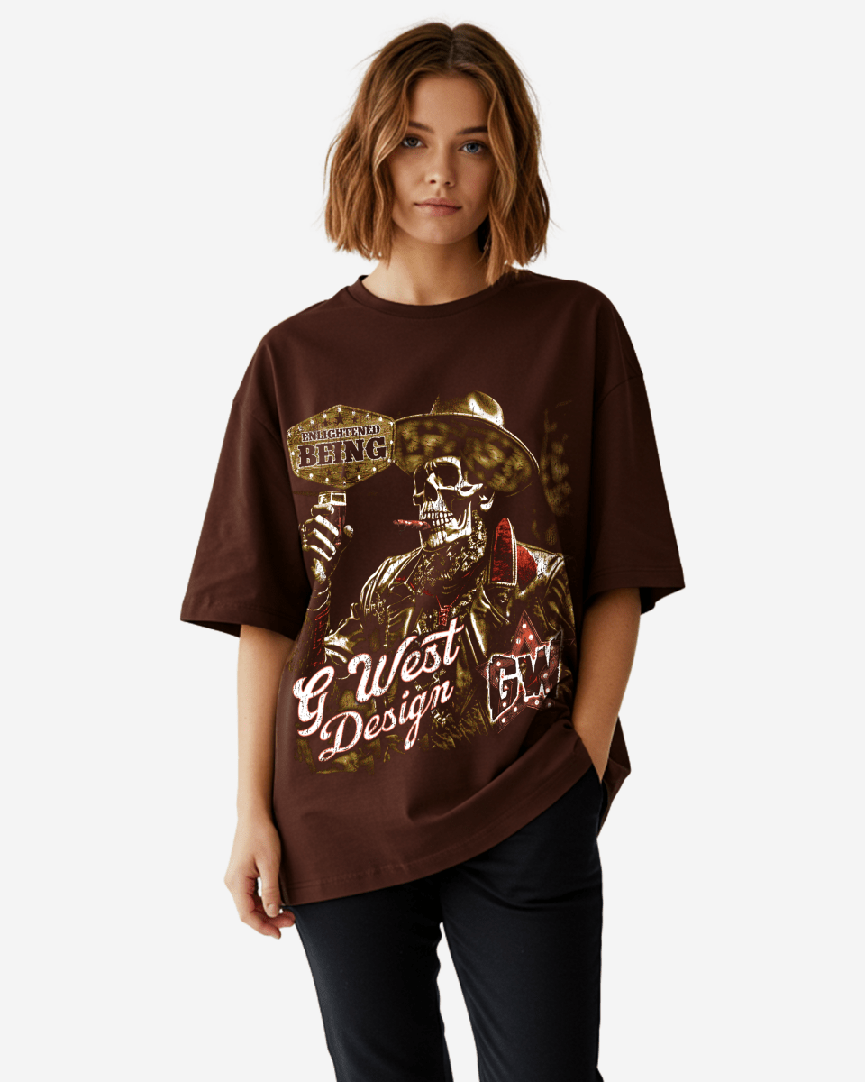 G West Being Enlightened Acid Wash Premium Oversized Tee - WOMEN