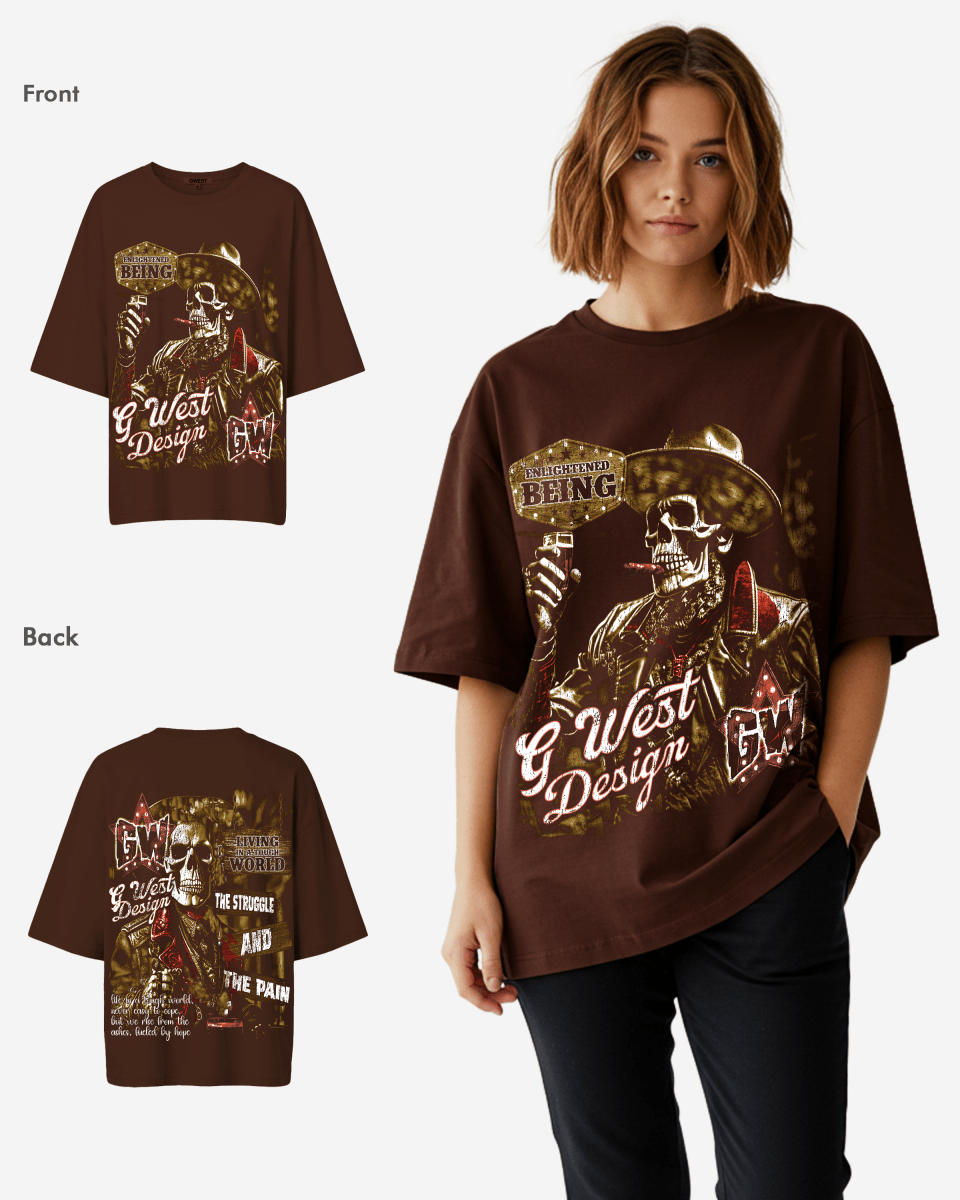 G West Being Enlightened Acid Wash Premium Oversized Tee - WOMEN