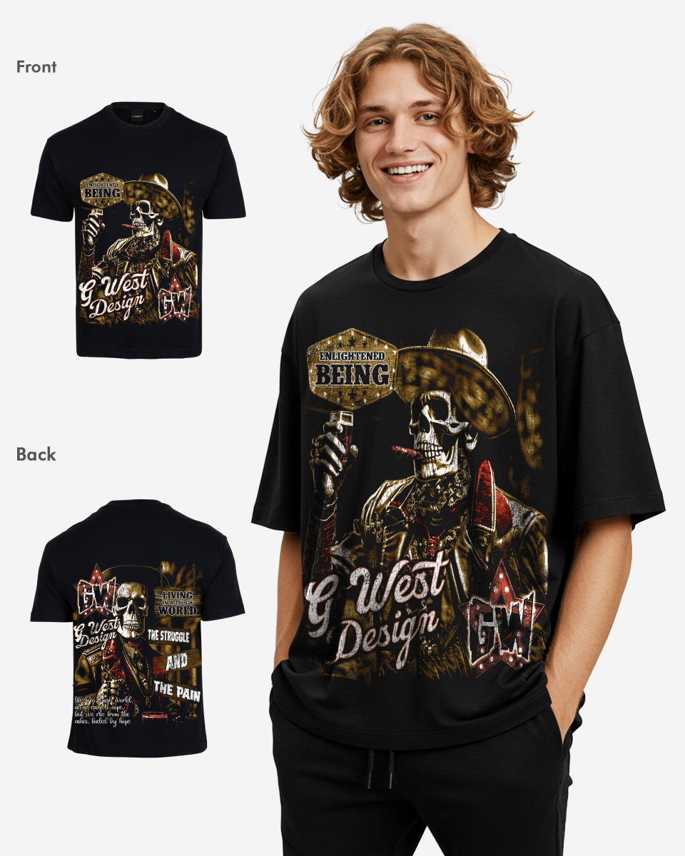 G West Being Enlightened Acid Wash Premium Oversized Tee