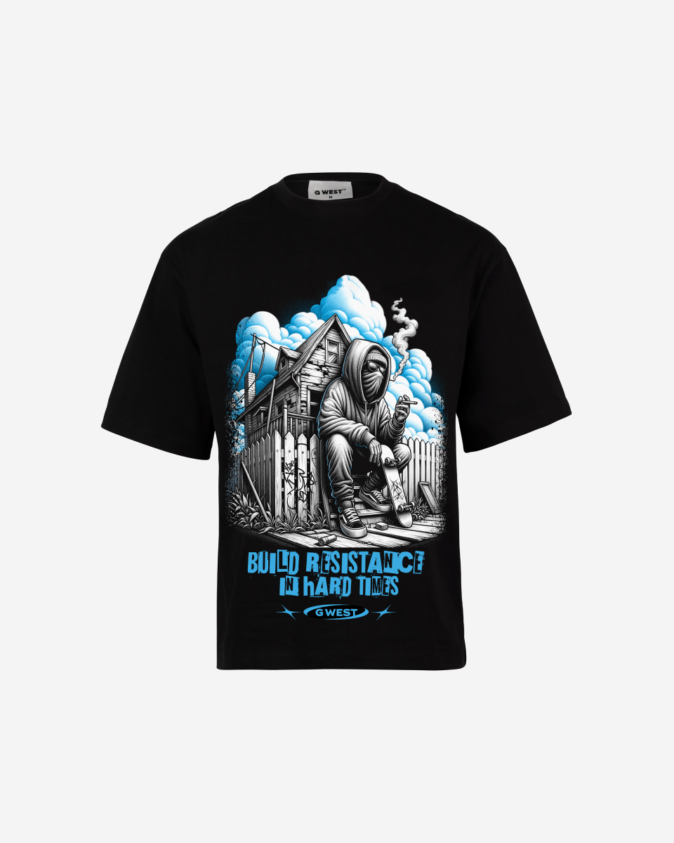 G-WEST BUILD RESISTANCE IN HARD TIME OVERSIZED TEE