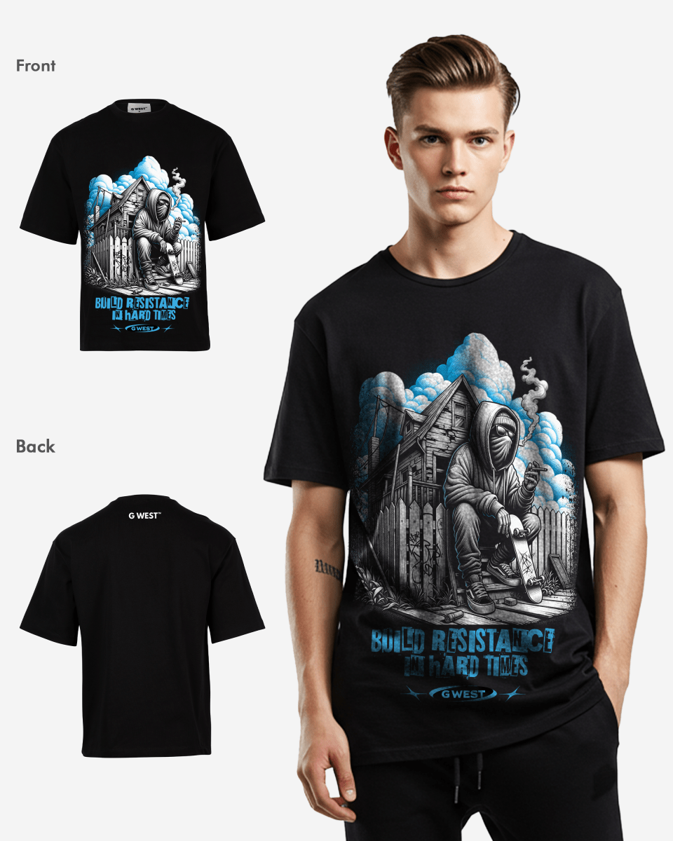 G-WEST BUILD RESISTANCE IN HARD TIME OVERSIZED TEE