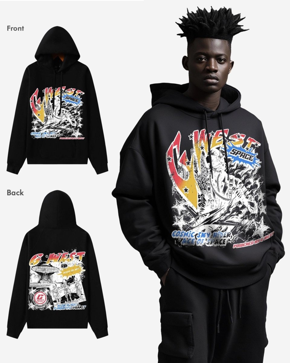 G West Cosmic Sky Ride Double Hit Oversize Hoodie