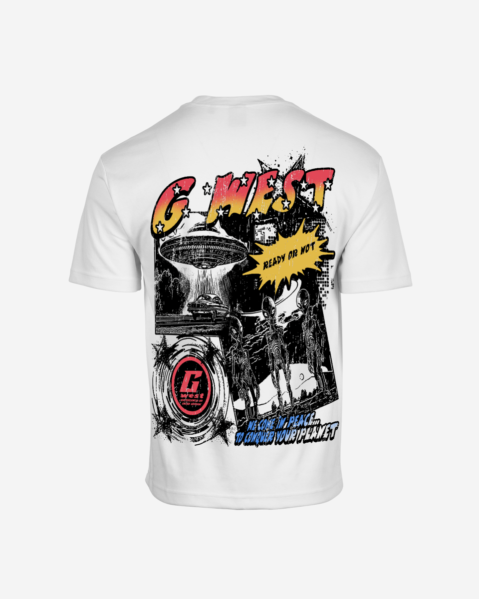 G West Cosmic Sky Ride Double Hit Premium Oversized  Tee Front And Back Print