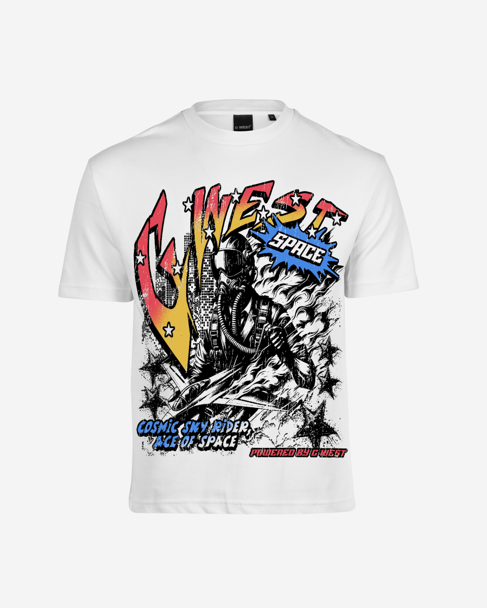 G West Cosmic Sky Ride Double Hit Premium Oversized  Tee Front And Back Print