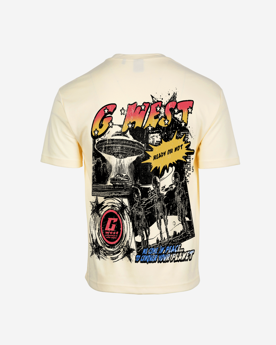 G West Cosmic Sky Ride Double Hit Premium Oversized  Tee Front And Back Print