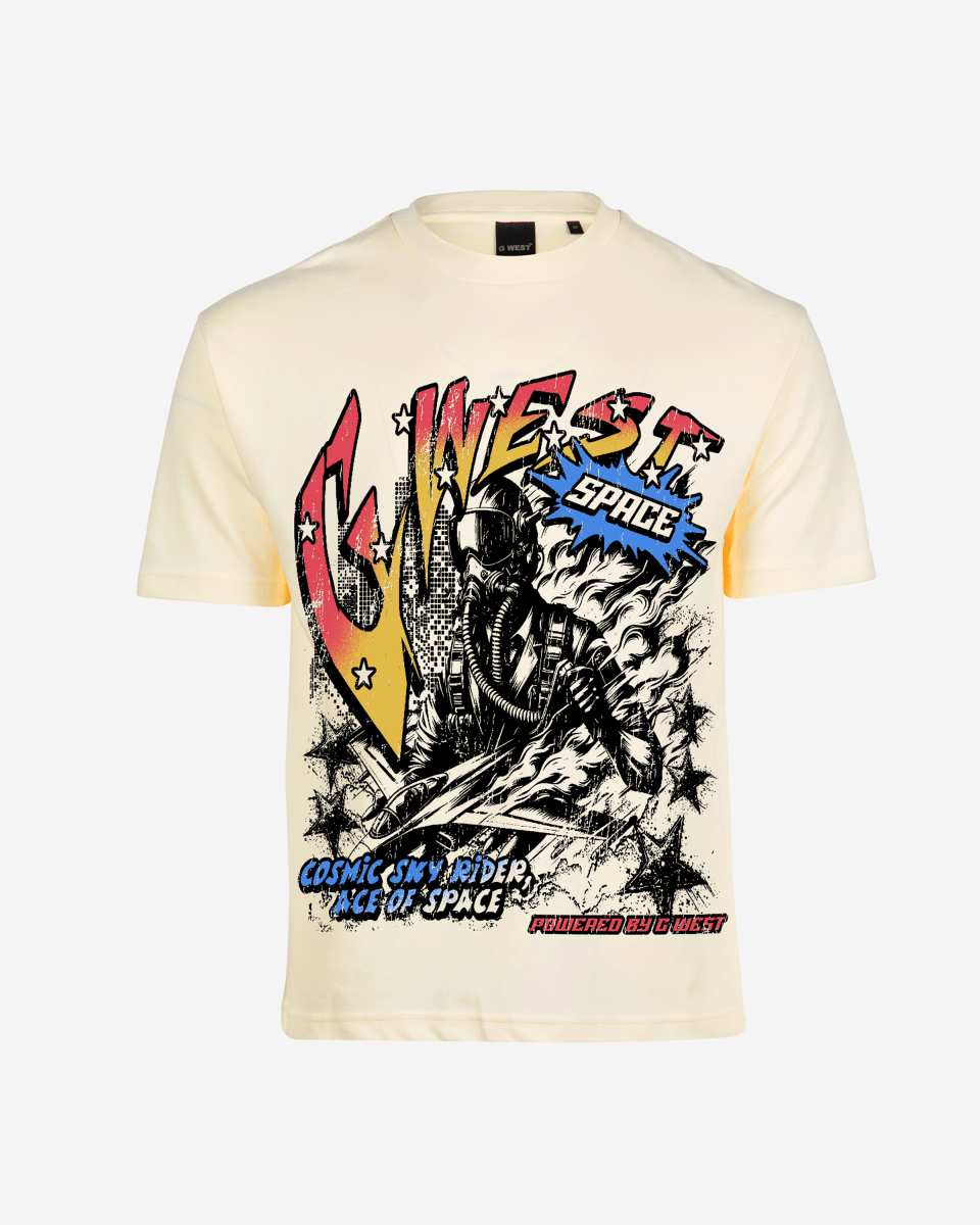 G West Cosmic Sky Ride Double Hit Premium Oversized  Tee Front And Back Print