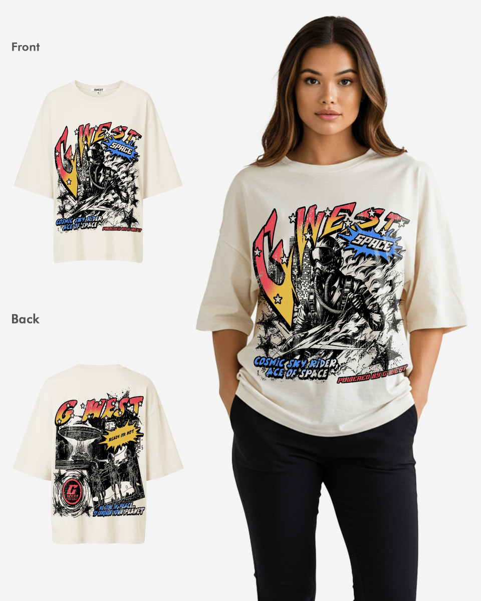 G West Cosmic Sky Ride Double Hit Premium Oversized Tee  - WOMEN