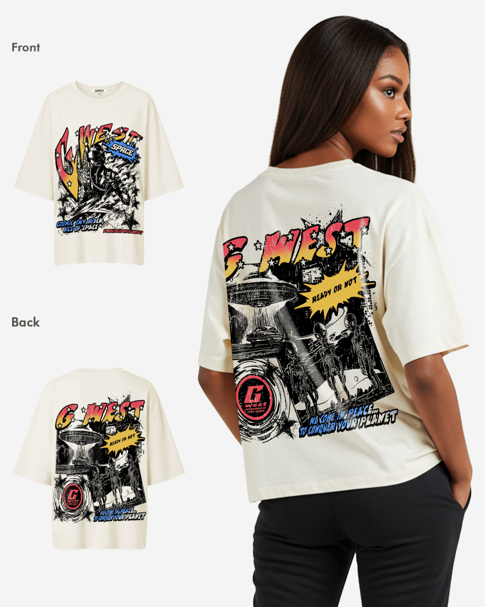 G West Cosmic Sky Ride Double Hit Premium Oversized Tee  - WOMEN