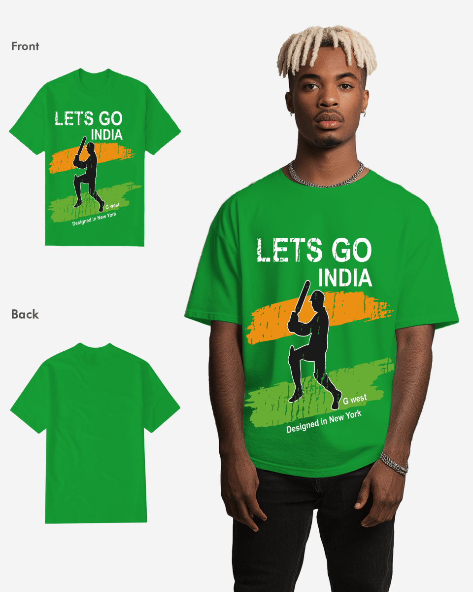 G West Cricket Lets Go India T-Shirt