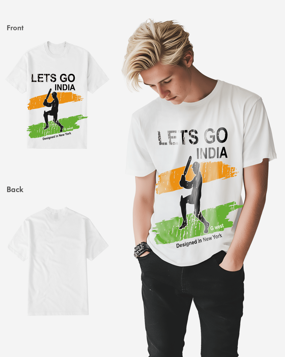 G West Cricket Lets Go India T-Shirt