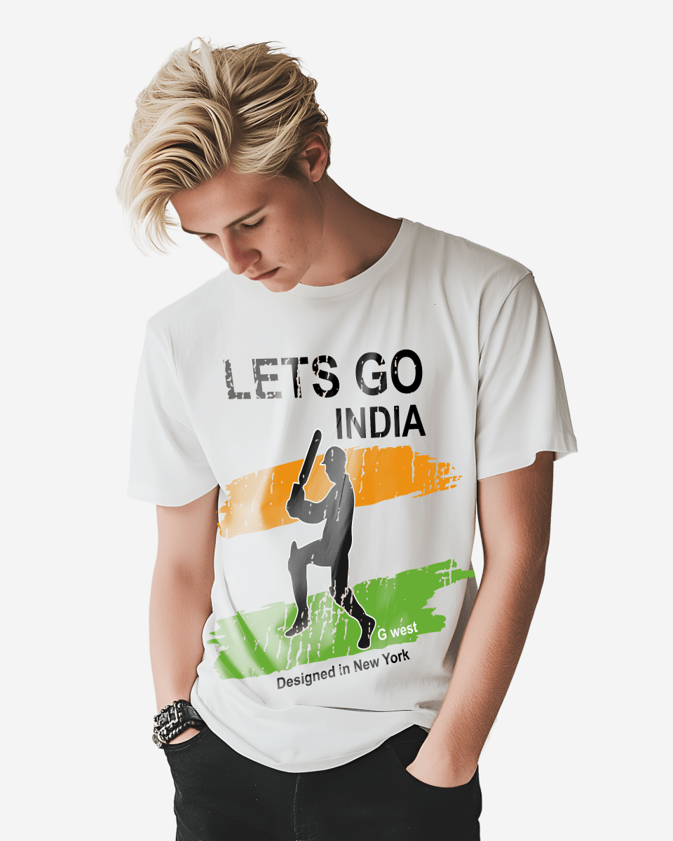 G West Cricket Lets Go India T-Shirt