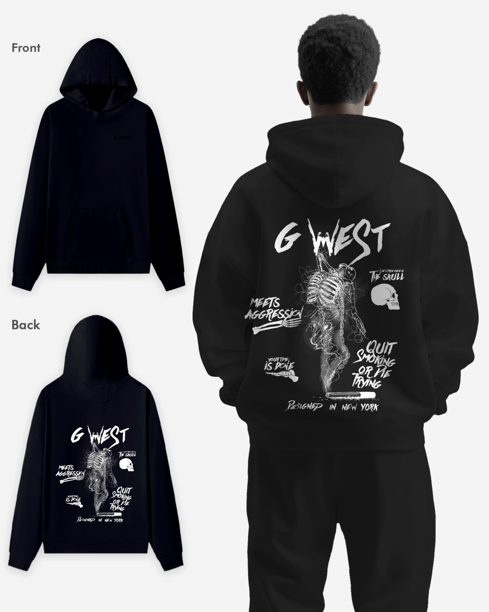 G West Dancing Skeleton Heavy Premium Oversize Hoodie
