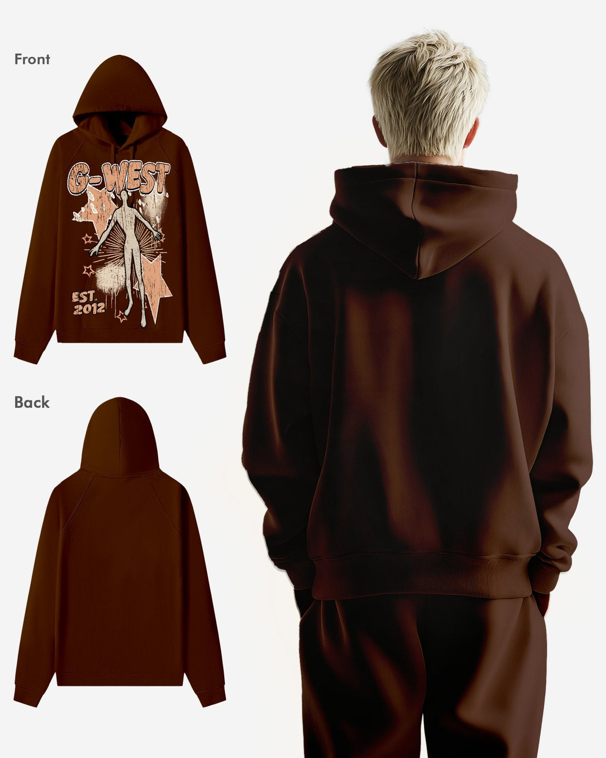 G West Dazzling Dynamo Brown Oversize Hoodie Front