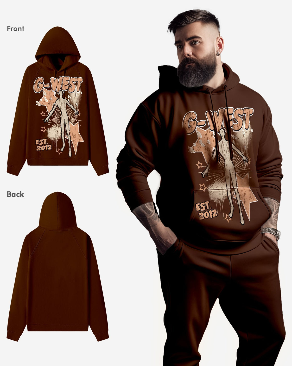 G West Dazzling Dynamo Brown Oversize Hoodie Front