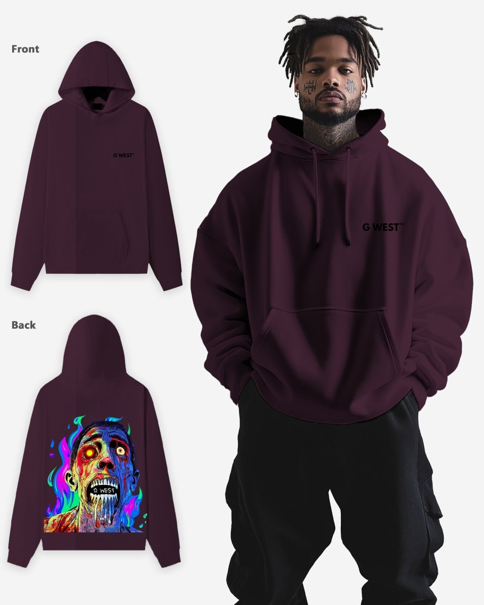 G West Flaming Zombie Heavy Premium Hoodie