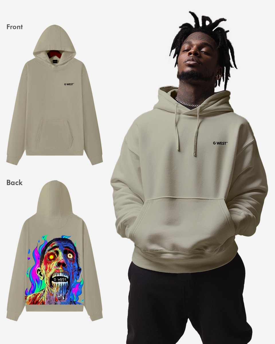 G West Flaming Zombie Heavy Premium Hoodie
