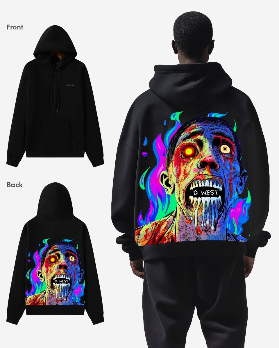 G West Flaming Zombie Heavy Premium Hoodie