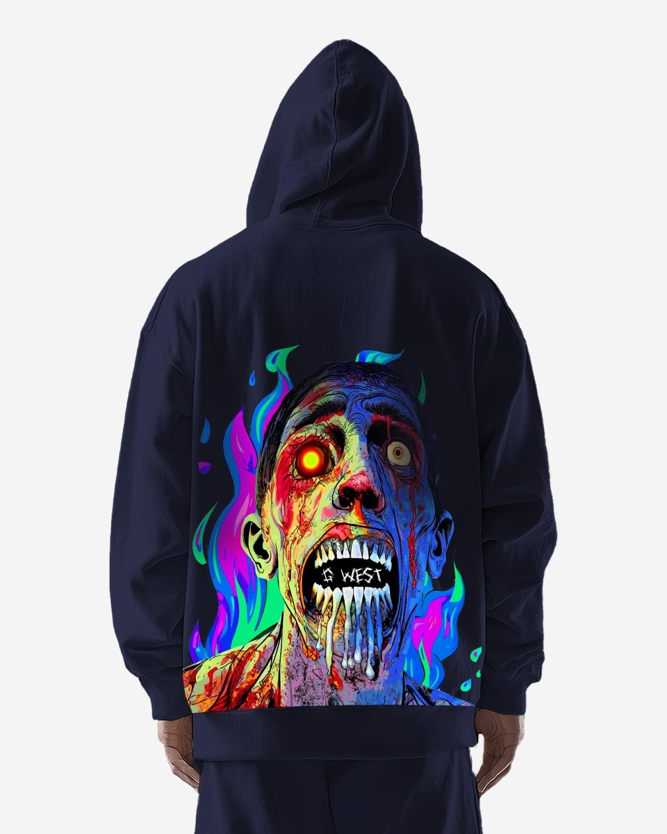 G West Flaming Zombie Heavy Premium Hoodie