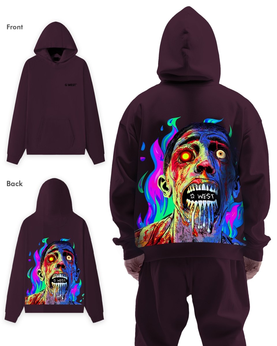 G West Flaming Zombie Heavy Premium Hoodie