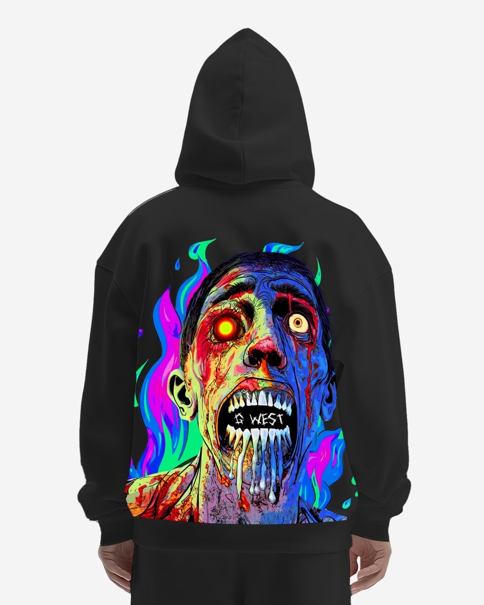 G West Flaming Zombie Heavy Premium Hoodie