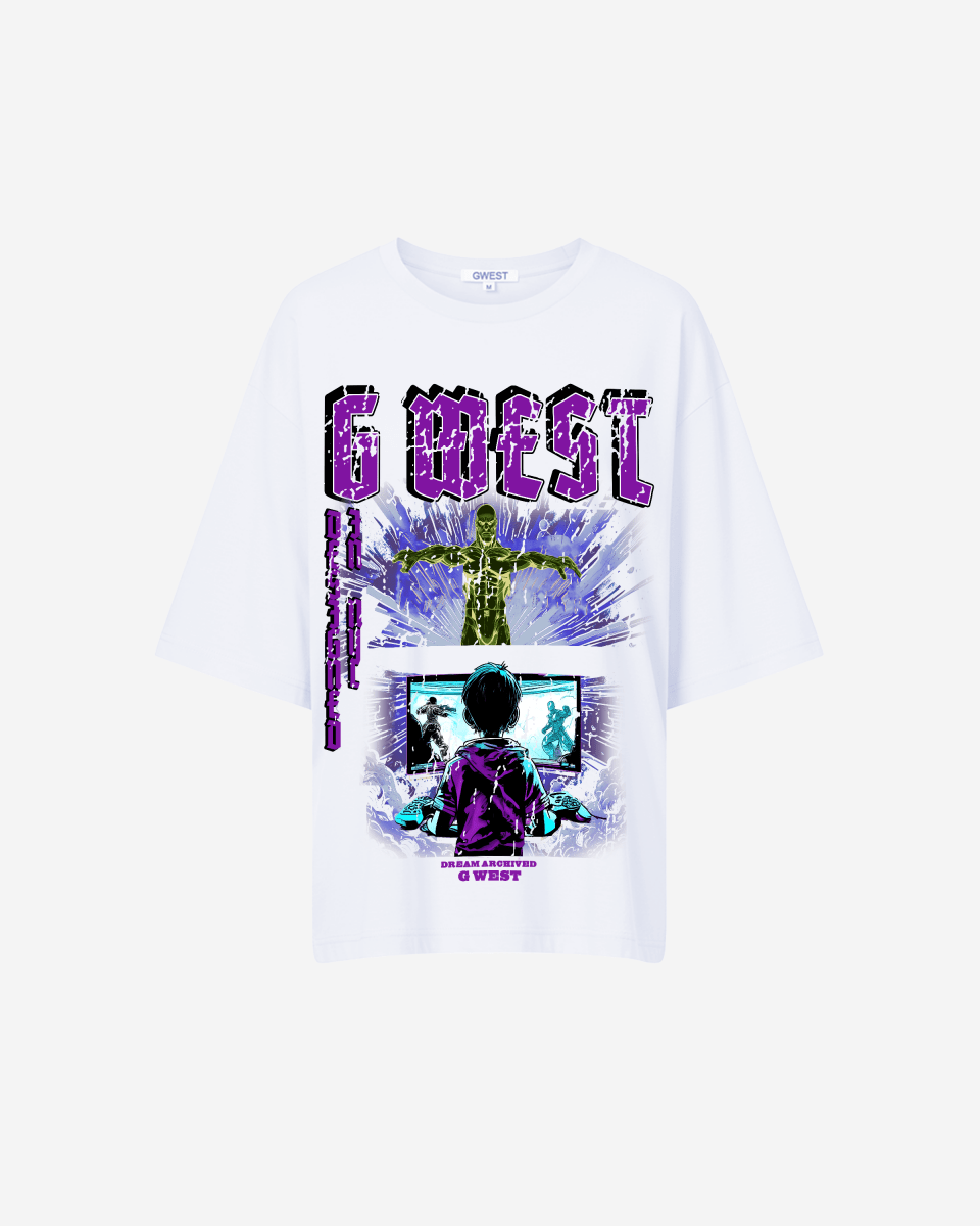 G West Game of G Baby Blue Black Oversized Tee - Women