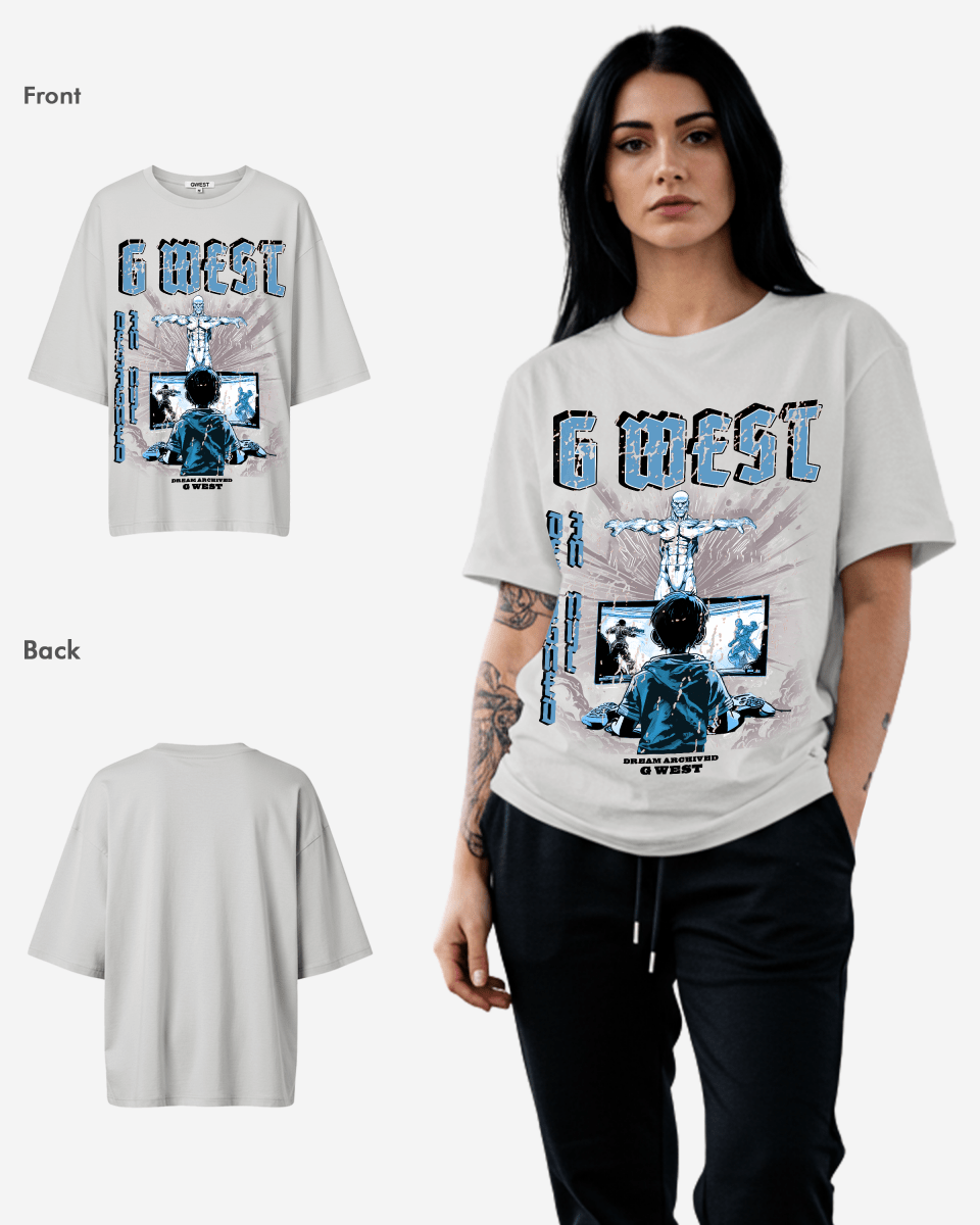 G West Game of G Baby Blue Black Oversized Tee - Women