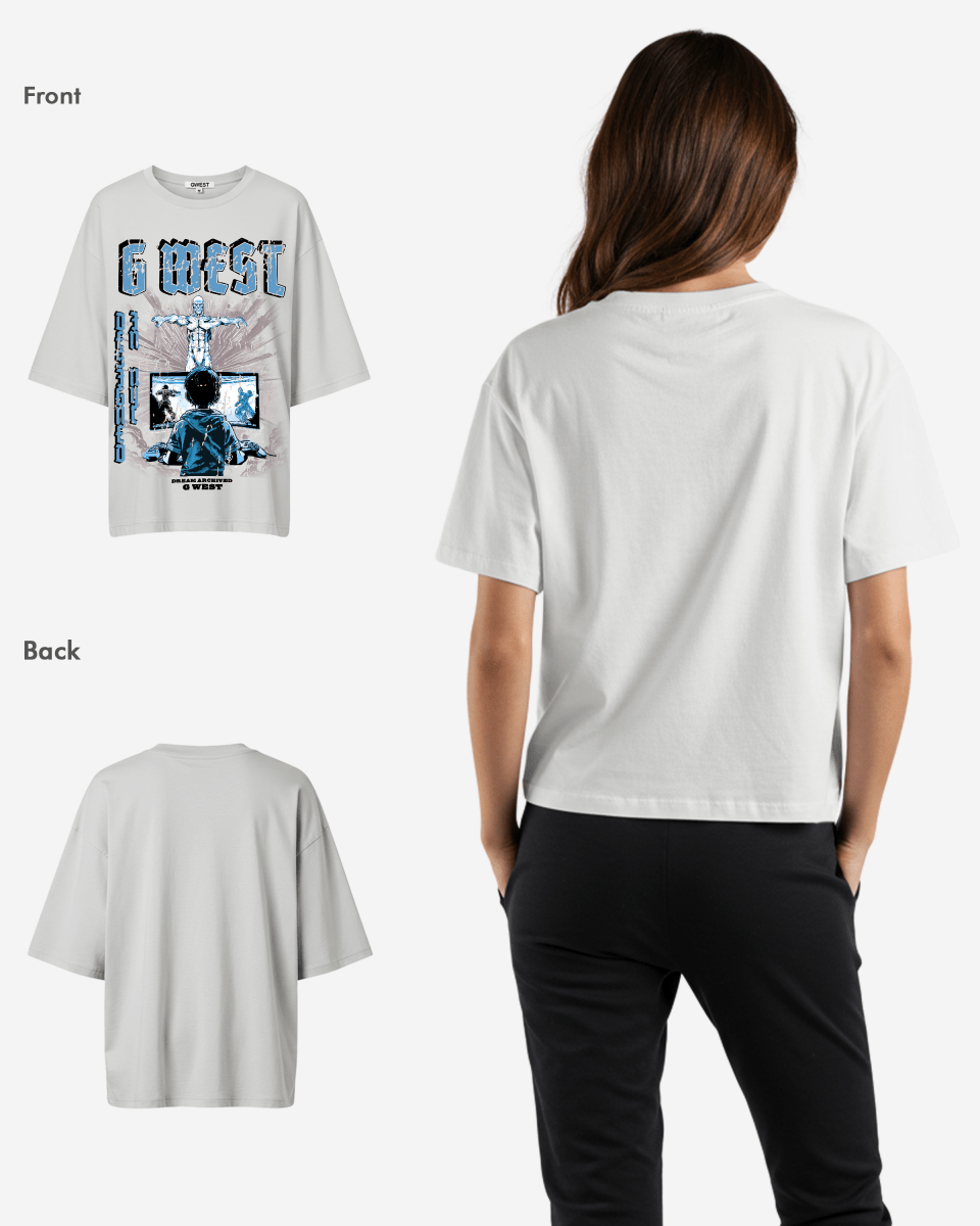 G West Game of G Baby Blue Black Oversized Tee - Women