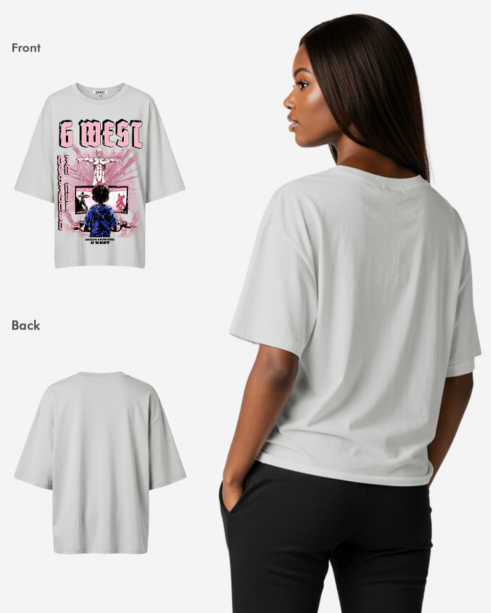 G West Game of G Baby Blue Black Oversized Tee - Women