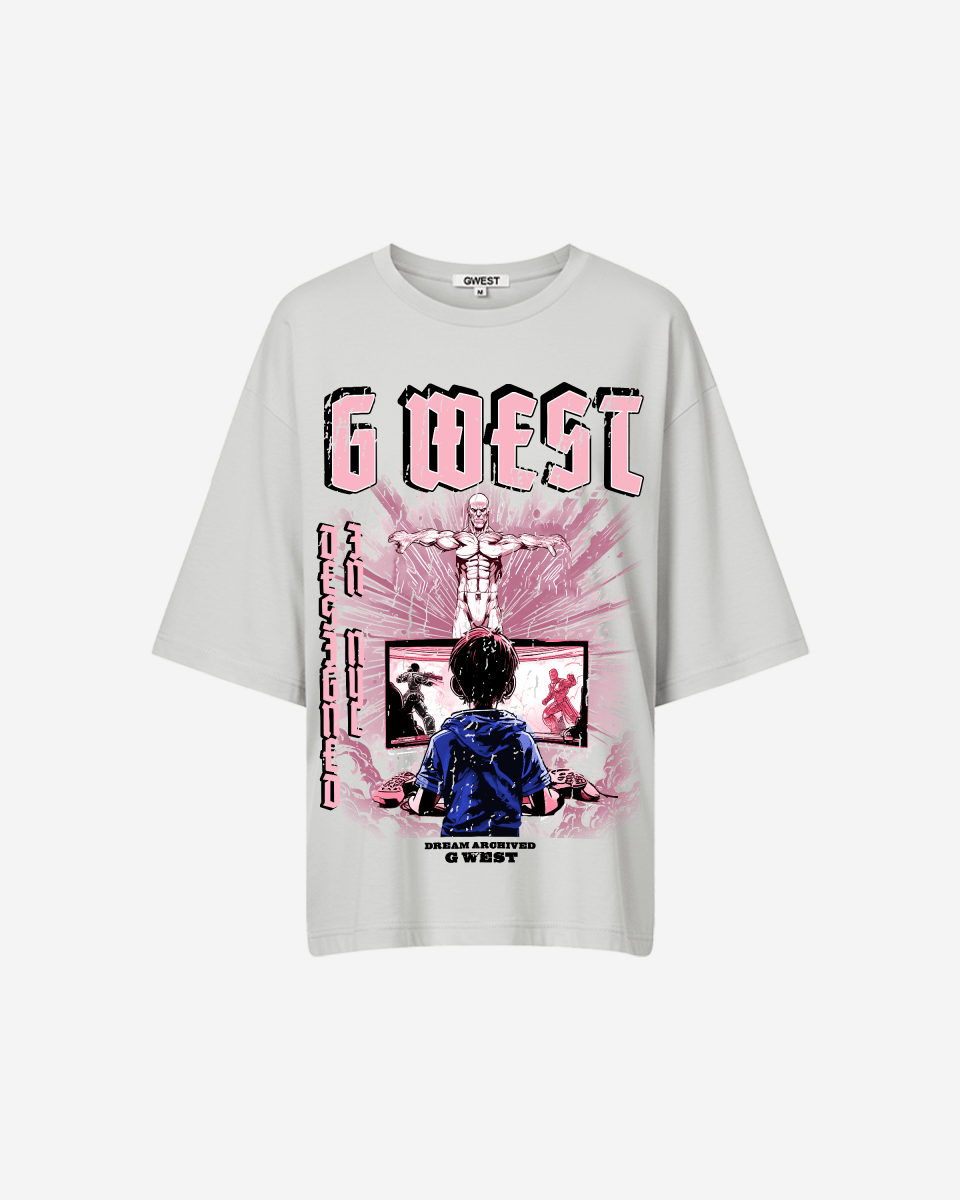 G West Game of G Baby Blue Black Oversized Tee - Women