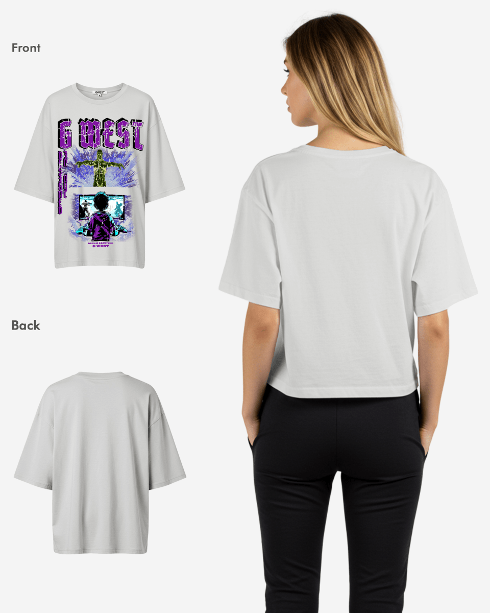 G West Game of G Baby Blue Black Oversized Tee - Women