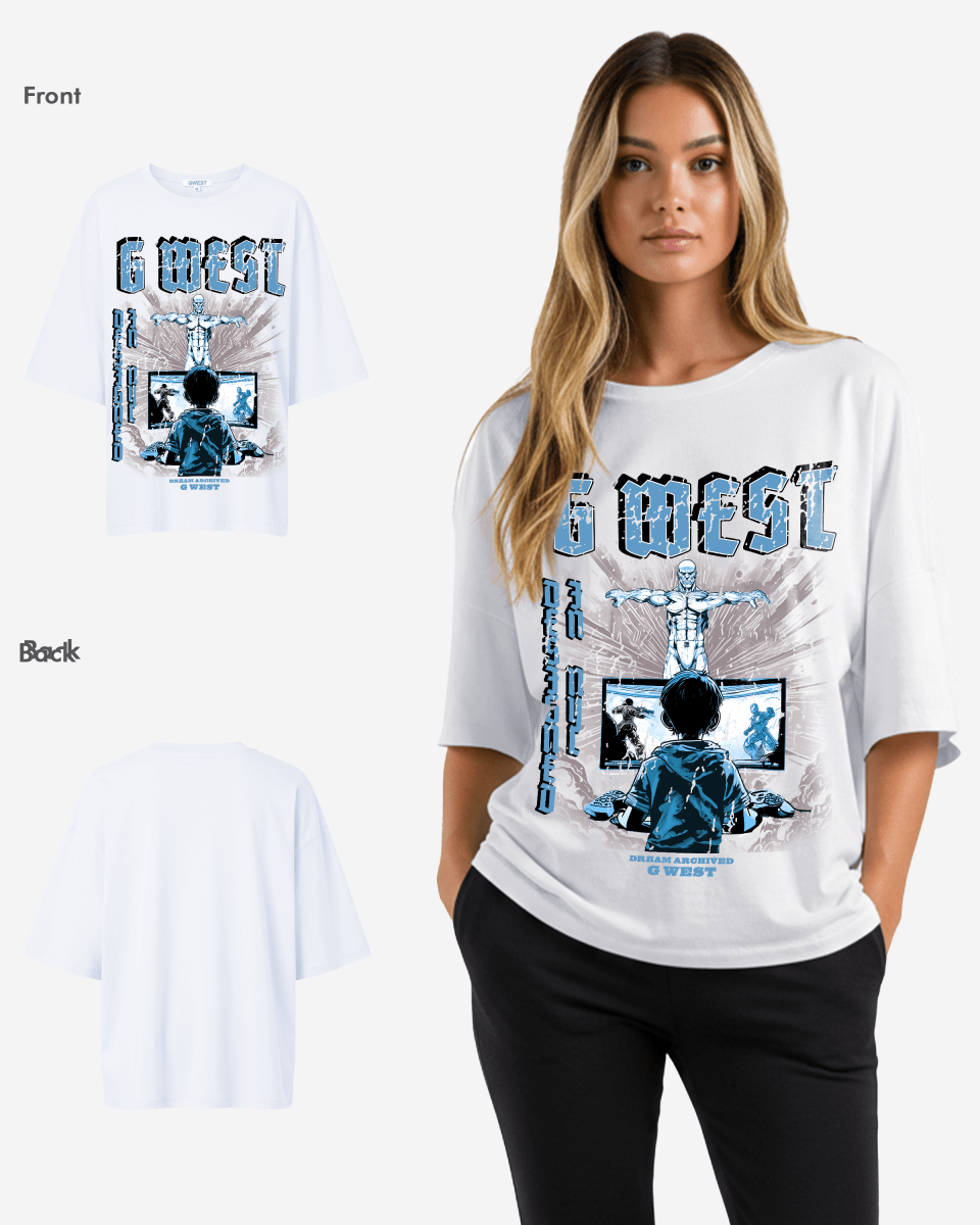 G West Game of G Baby Blue Black Oversized Tee - Women