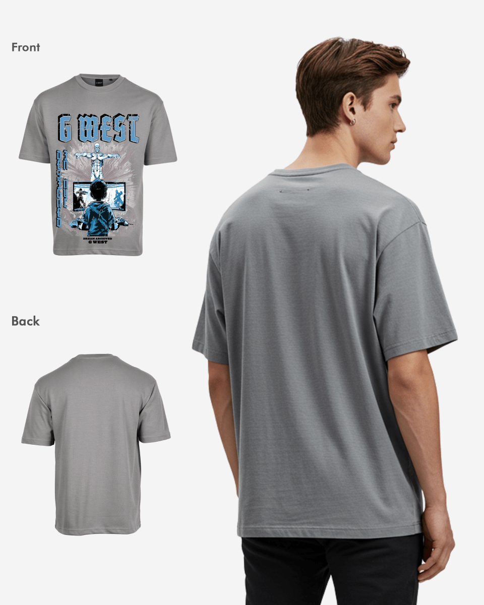 G West Game of G Baby Blue Black Oversized Tee