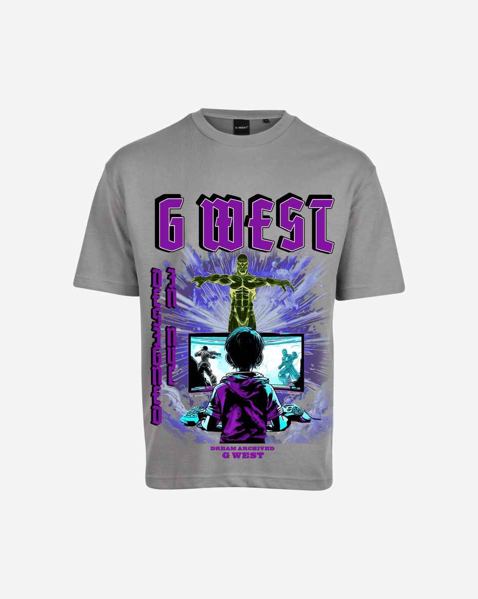 G West Game of G Baby Blue Black Oversized Tee