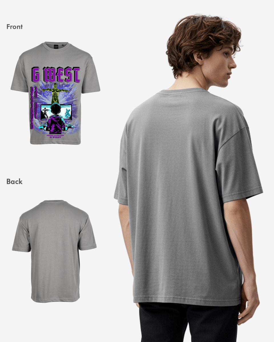 G West Game of G Baby Blue Black Oversized Tee