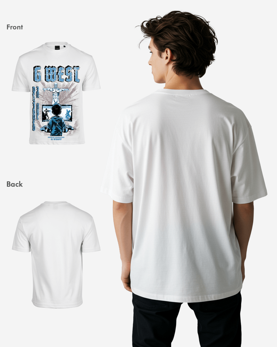 G West Game of G Baby Blue Black Oversized Tee