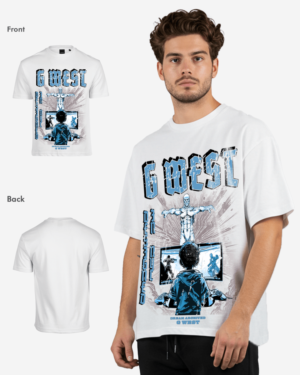G West Game of G Baby Blue Black Oversized Tee