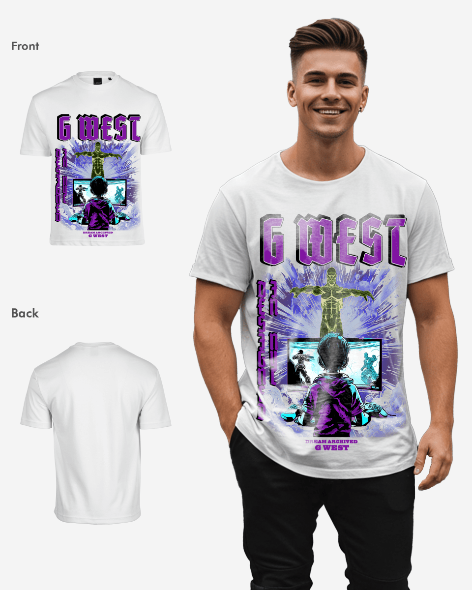 G West Game of G Baby Blue Black Oversized Tee