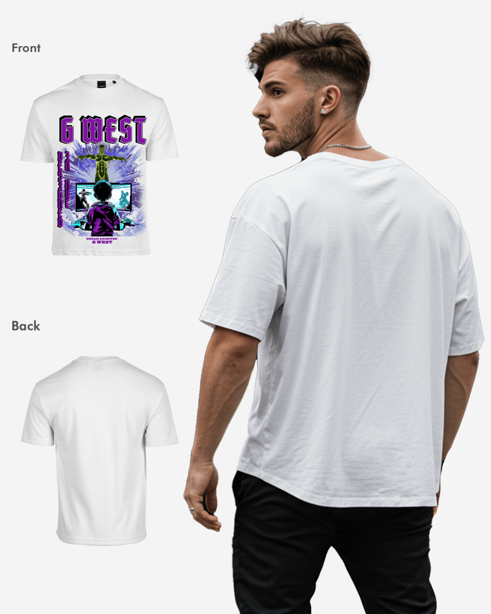 G West Game of G Baby Blue Black Oversized Tee